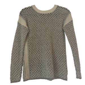 Sundance Crewneck Long Sleeve Knit Sweater Women's Grey Cream Accents, Size XS